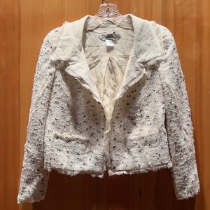 Oscar de la Renta Ivory Tweed Evening Jacket